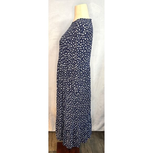 Zara Blue White Polka Dot Print Grandamacore Long Sleeve Maxi Modest Dress - Picture 4 of 7